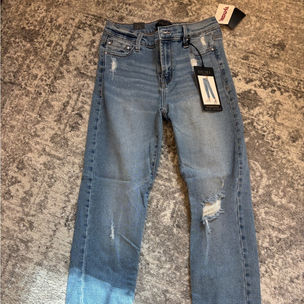 Rachel Blue Distressed Straight Leg Jeans